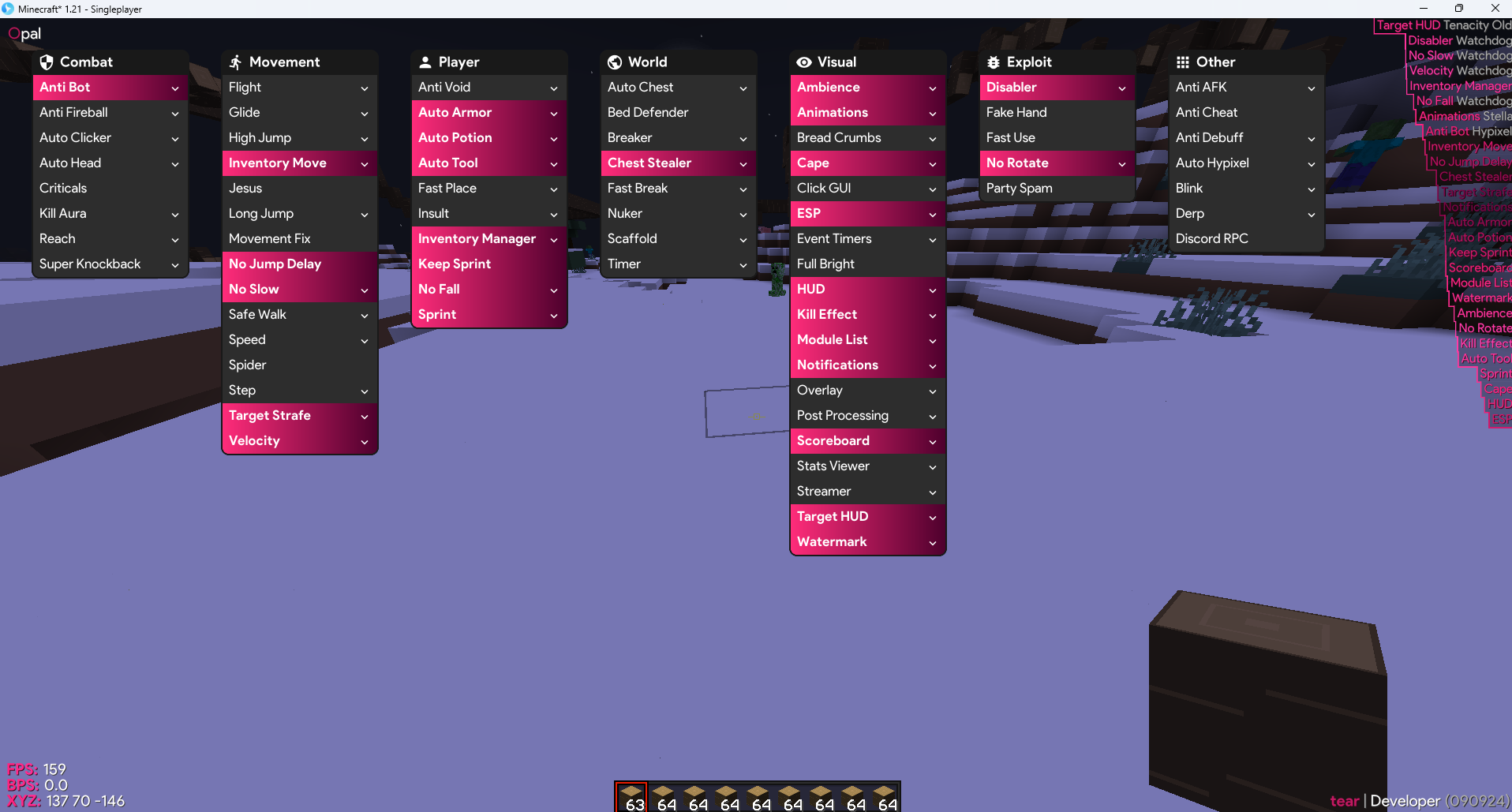 Minecraft Opal Client Lifetime